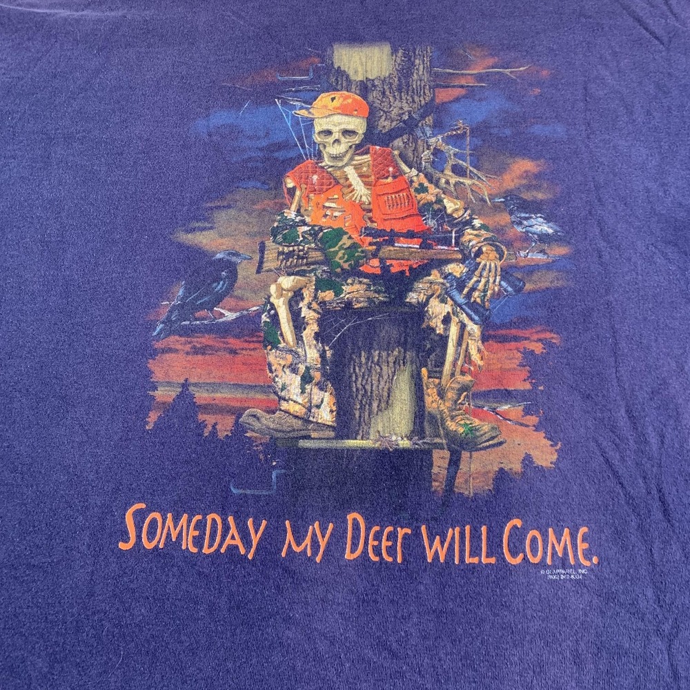 Vintage Someday My Deer Will Come Delta Shirt Mens 2XL Purple Hunting Skull
